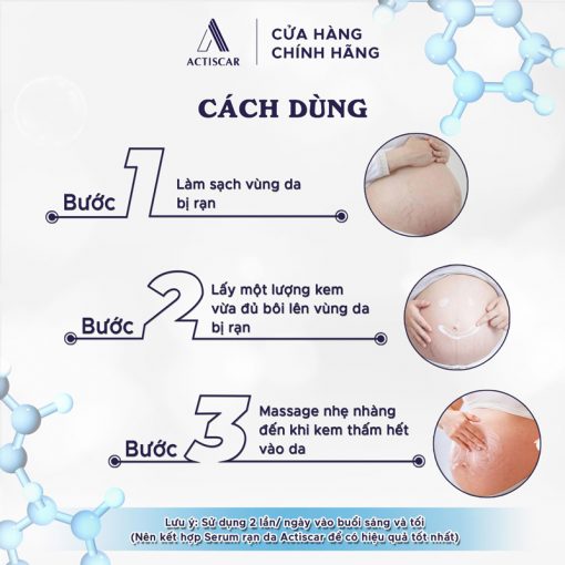 Cách dùng kem mờ rạn da Actiscar Stretch 100ml