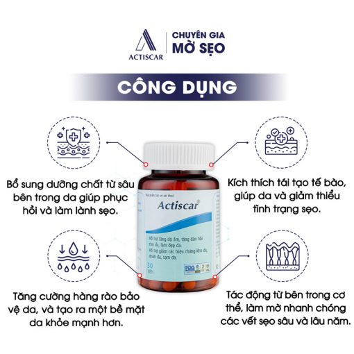 Công dụng chính của viên uống xóa mờ sẹo Actiscar