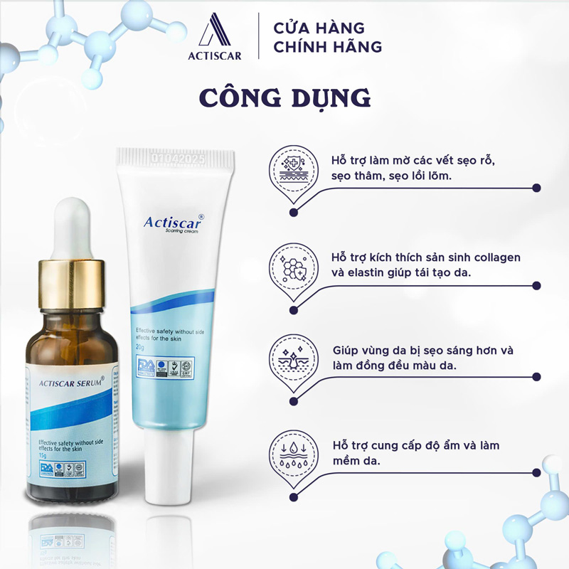 Công dụng combo xóa mờ sẹo Actiscar