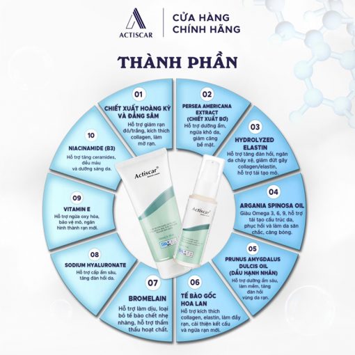 Tổng hợp thành phần trong combo trị rạn da Actiscar