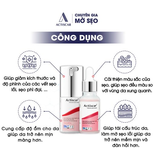 Công dụng combo trị sẹo lồi Actiscar