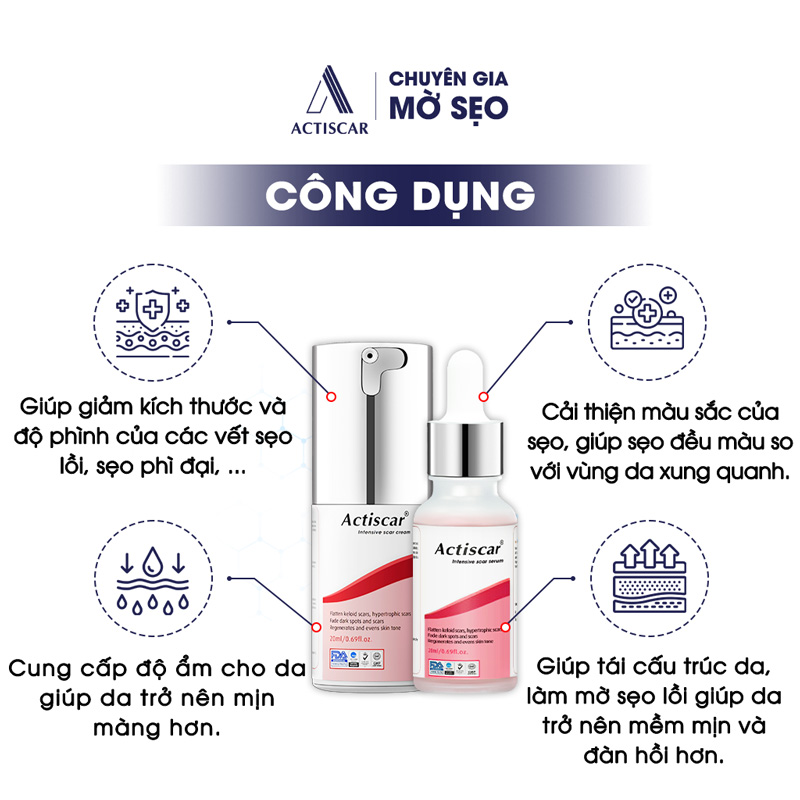 Công dụng combo trị sẹo lồi Actiscar