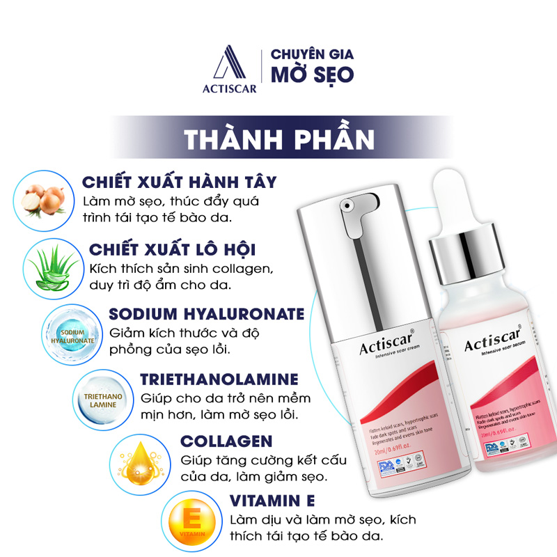 Thành phần trong combo trị sẹo lồi Actiscar