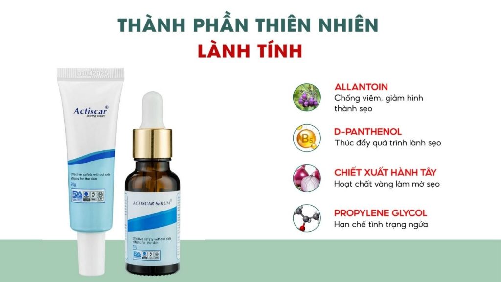 Combo xoá mờ sẹo Actiscar chứa nhiều thành phần vượt trội