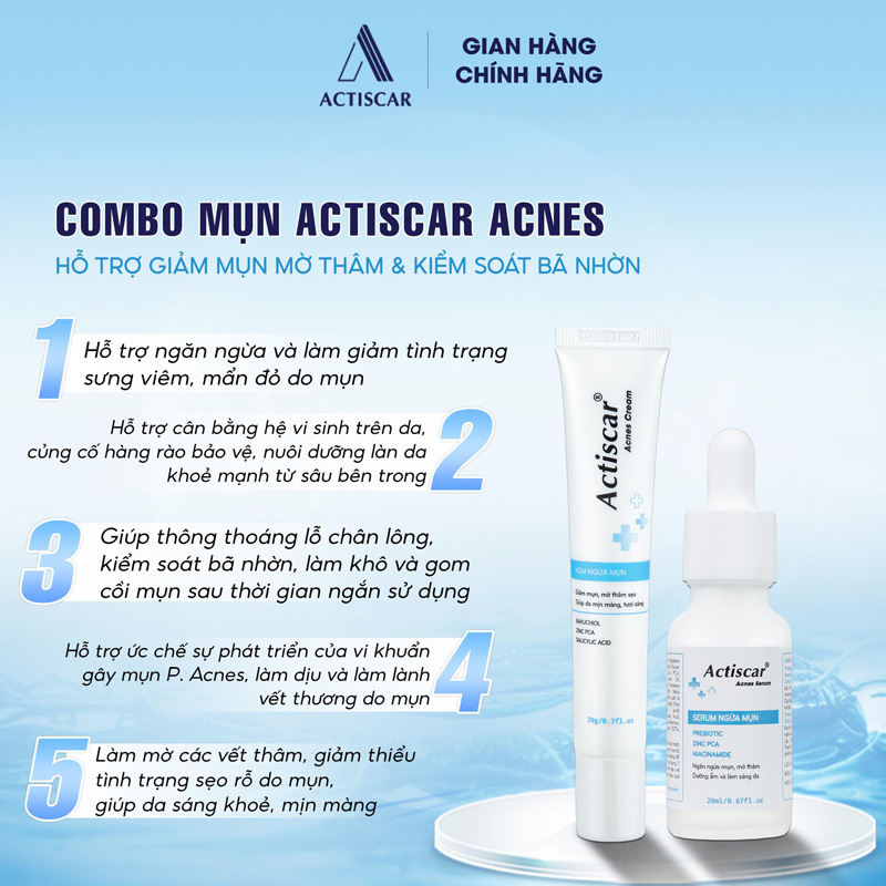 Công dụng Combo chấm mụn Actiscar Acnes