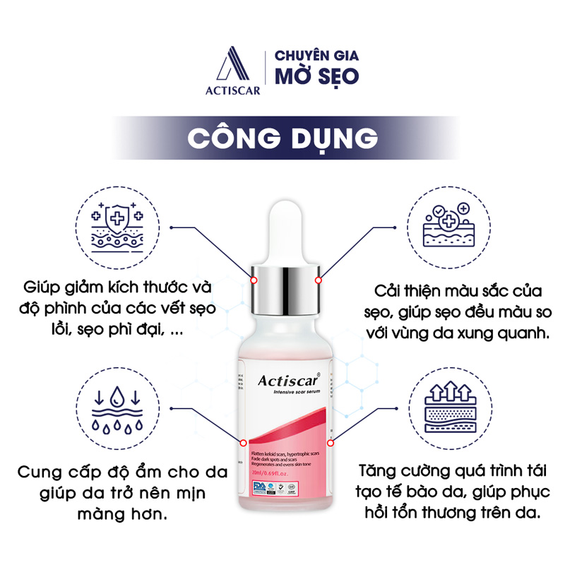 Công dụng Serum trị sẹo lồi Actiscar 20ml