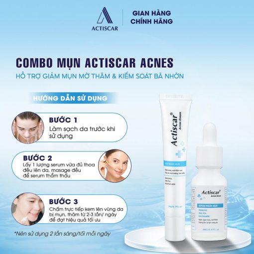 Hướng dẫn sử dụng Combo chấm mụn Actiscar Acnes