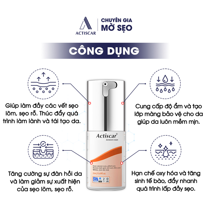 Công dụng kem trị sẹo lõm Actiscar