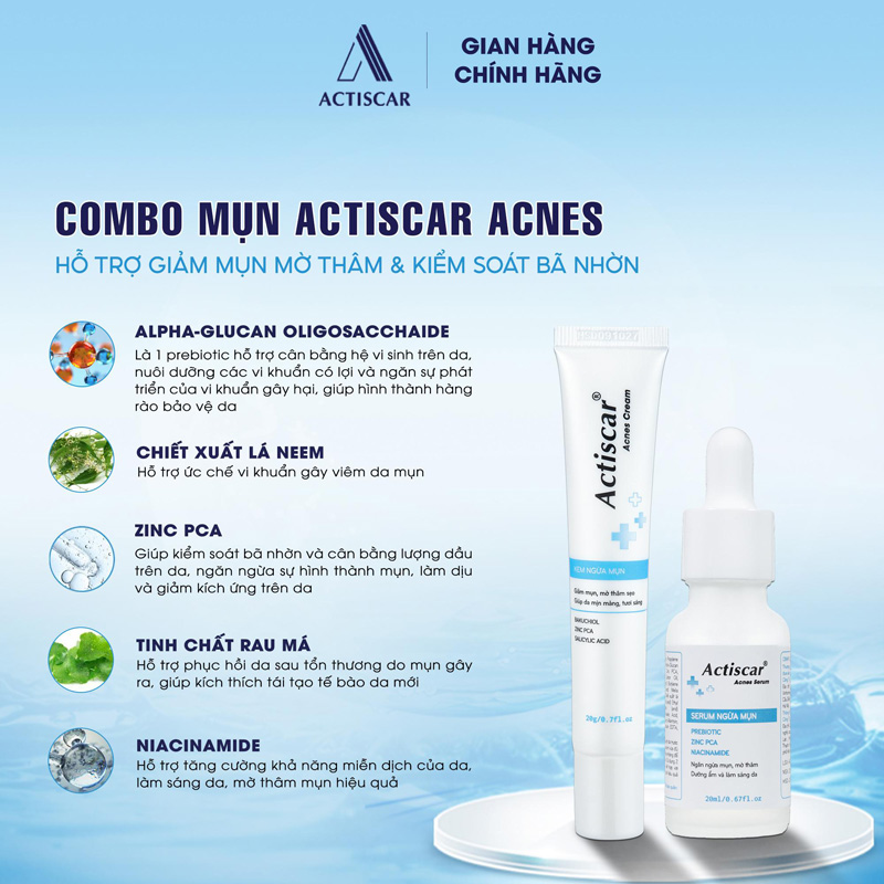 Thành phần Combo chấm mụn Actiscar Acnes