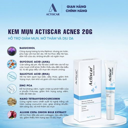 Thành phần kem chấm mụn Actiscar Acnes Cream