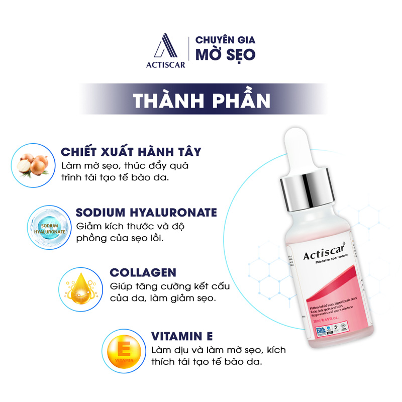 Thành phần Serum trị sẹo lồi Actiscar 20ml