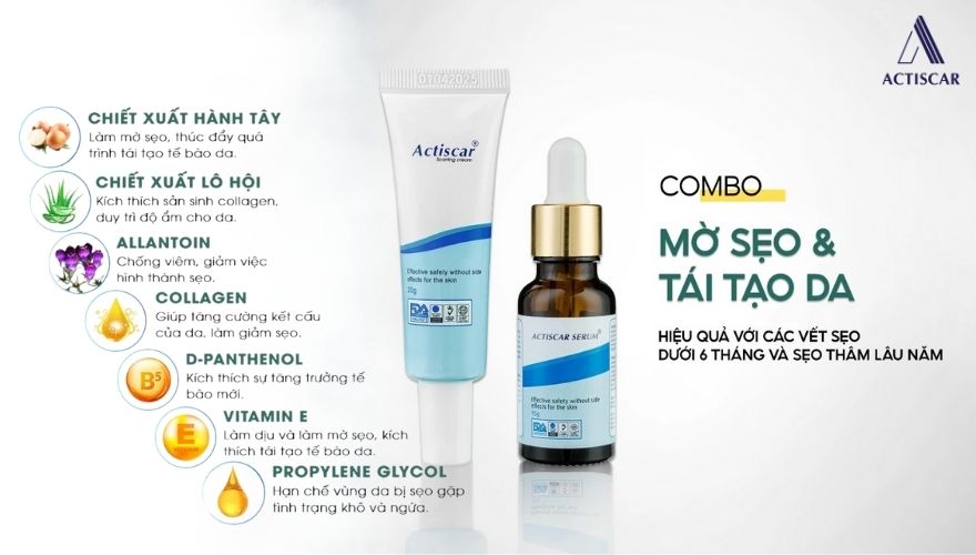 Bộ đôi xoá mờ sẹo Actiscar xanh