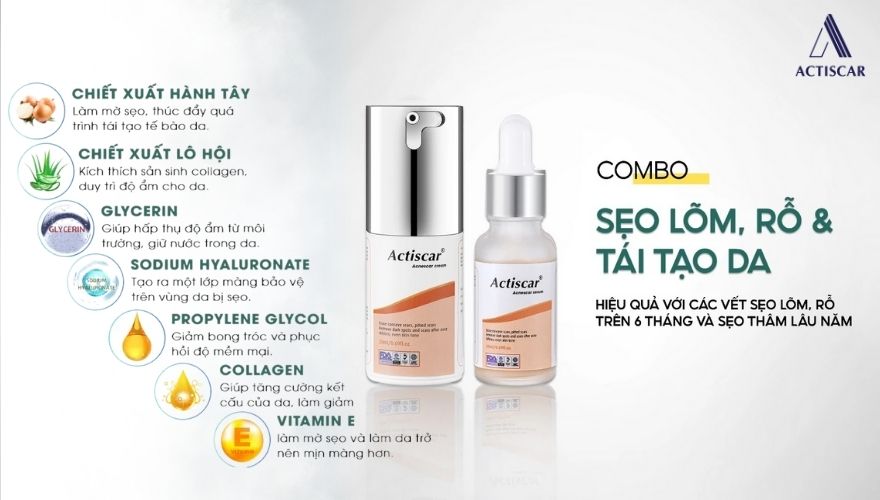 Bộ sản phẩm Actiscar xoá mờ sẹo lõm chuyên dụng