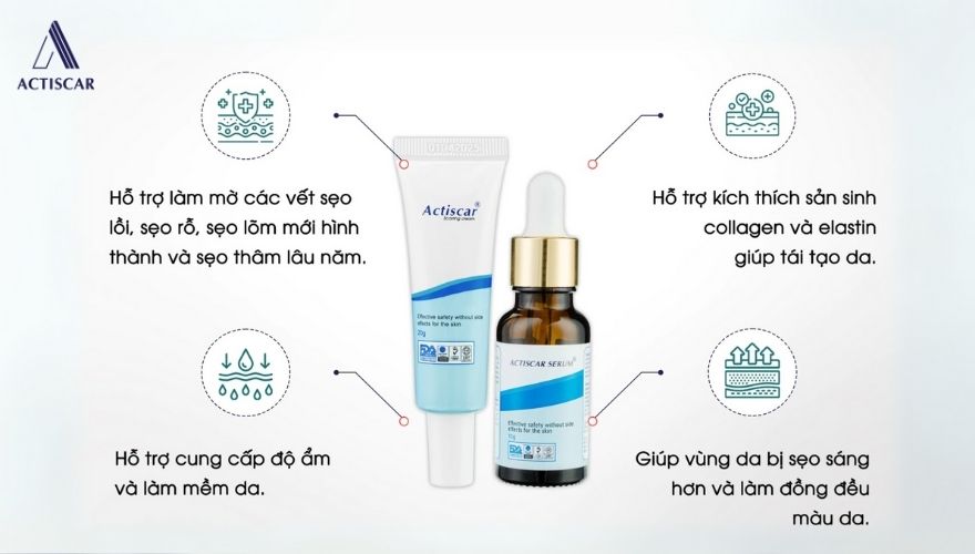Kem xoá mờ sẹo Actiscar giúp xoá sẹo thâm hiệu quả